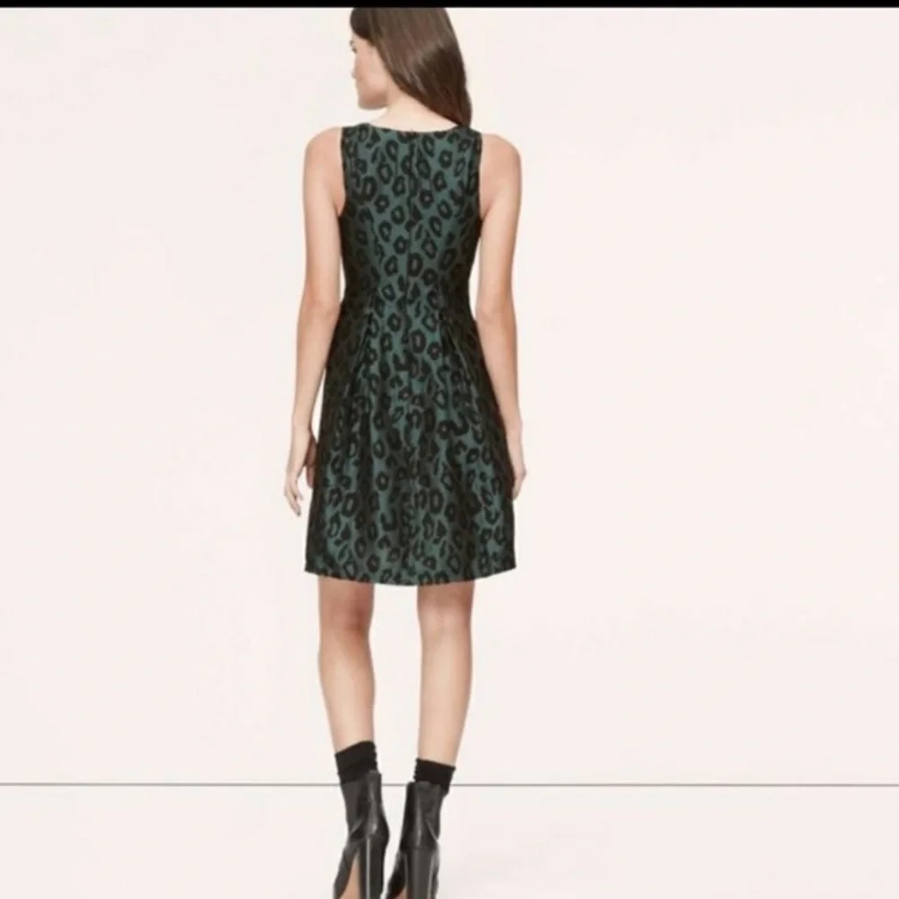 Ann Taylor Loft Green Cheetah Print Dress NWT - Picture 3 of 14